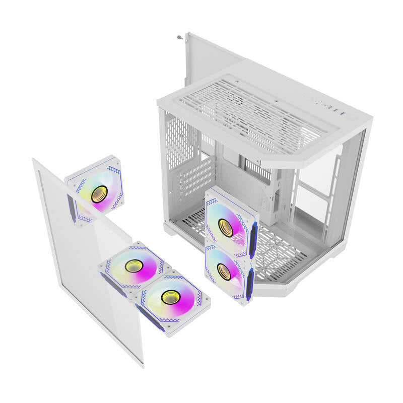 Darflash FT350 computerkasse + 5 aRGB-ventilatorer (hvid)