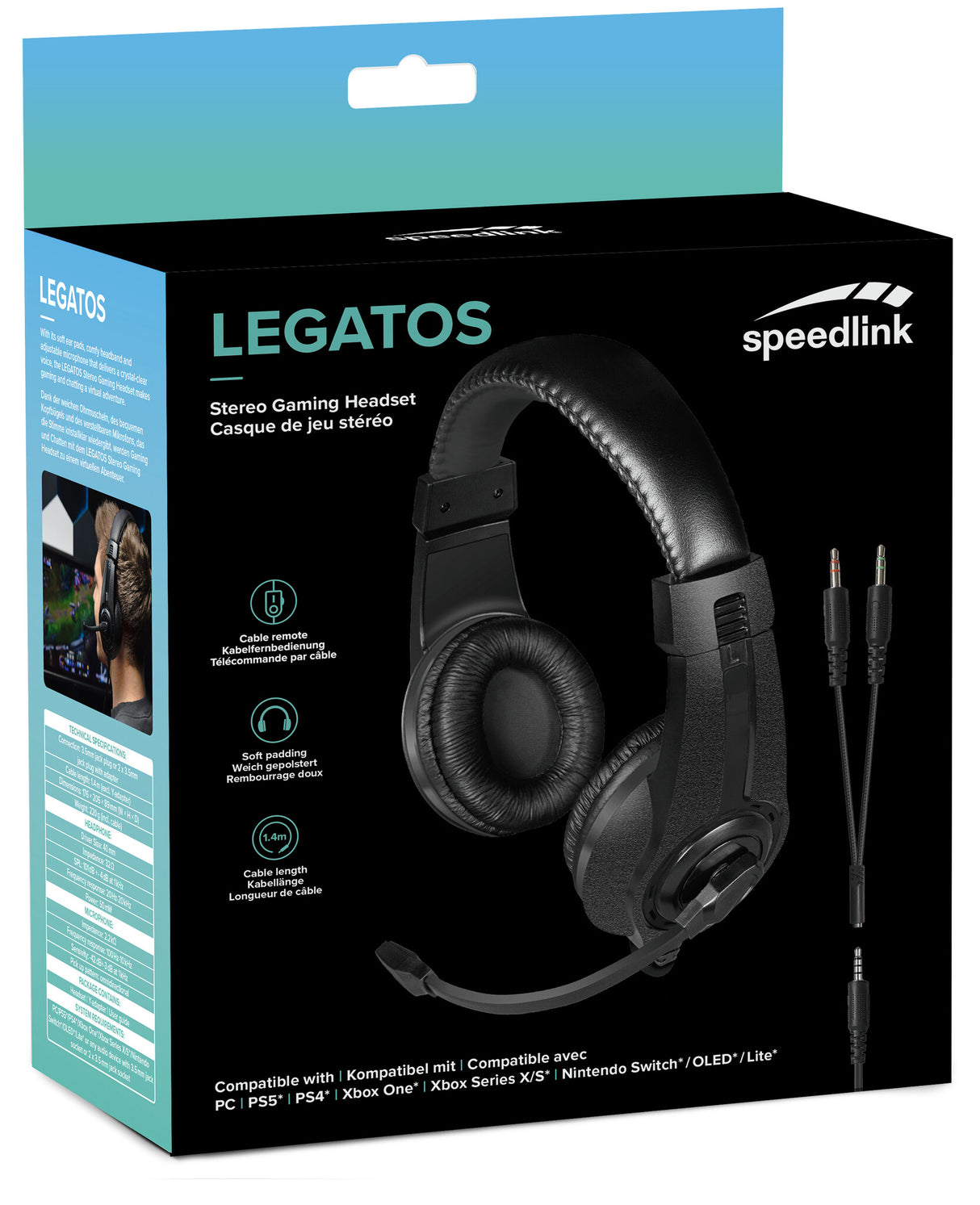 SPEEDLINK LEGATOS Hovedtelefoner Ledningsført Headset Spil Sort