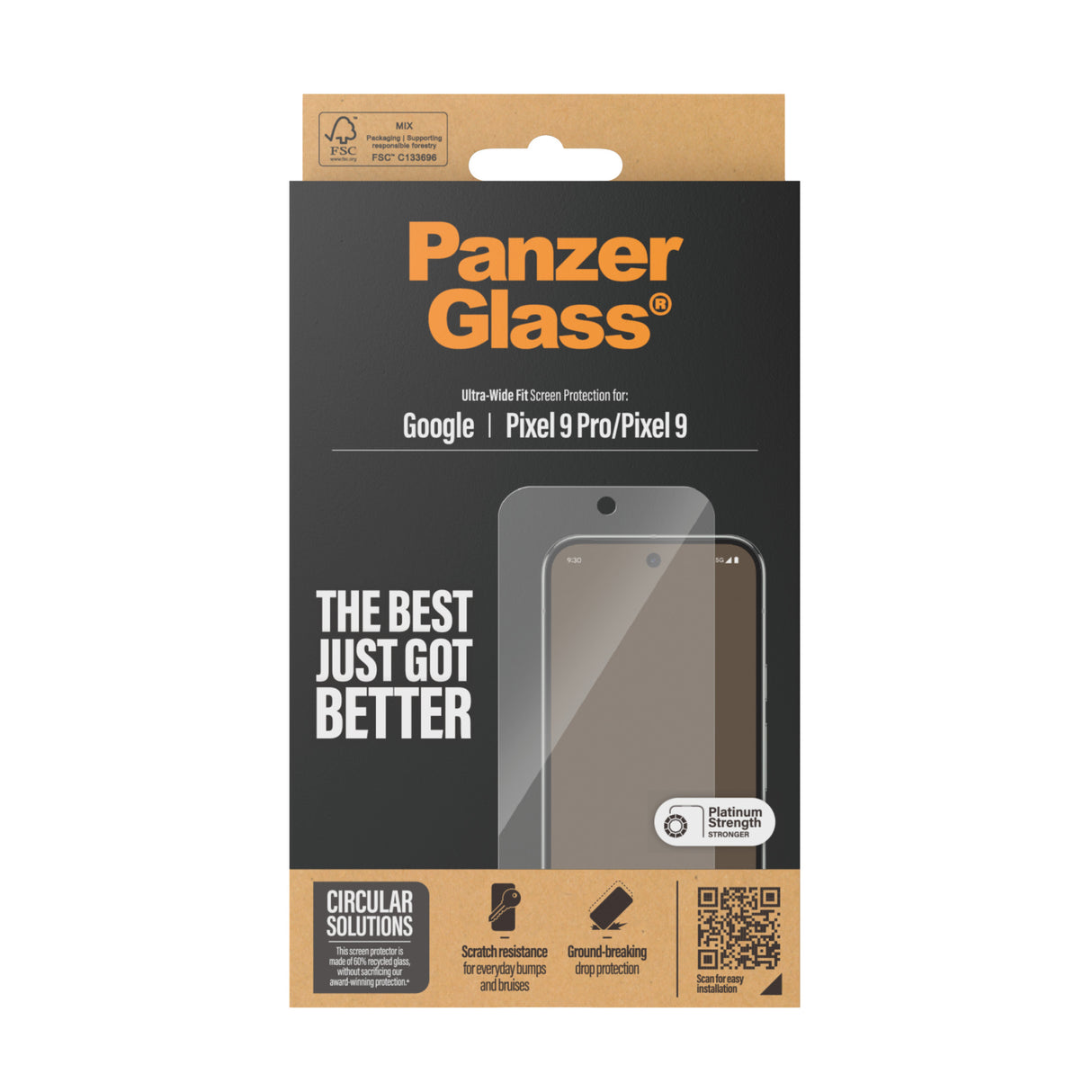 PanzerGlass ® Skærmbeskyttelse Google Pixel 9 | 9 Pro | Ultra-Wide Fit