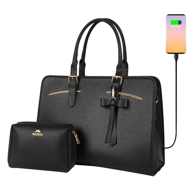 Kvinders 15.6' bærbare taske med kosmetisk case Matein 1310 Black USB