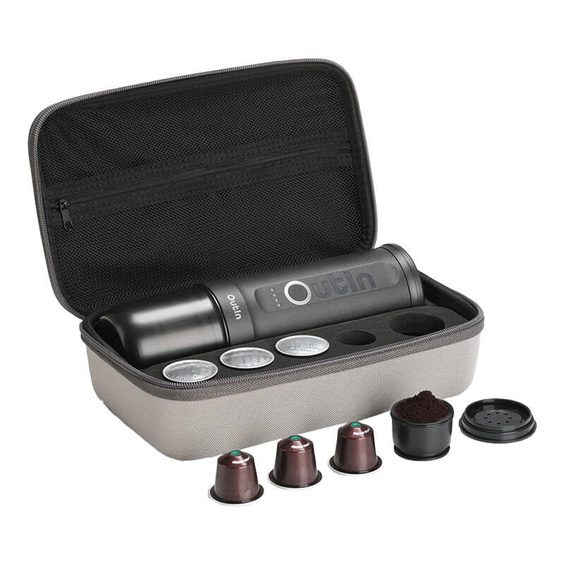 Outin Nano 7500mAh Portable Coffee Maker Set (Grå) + Beskyttende Case