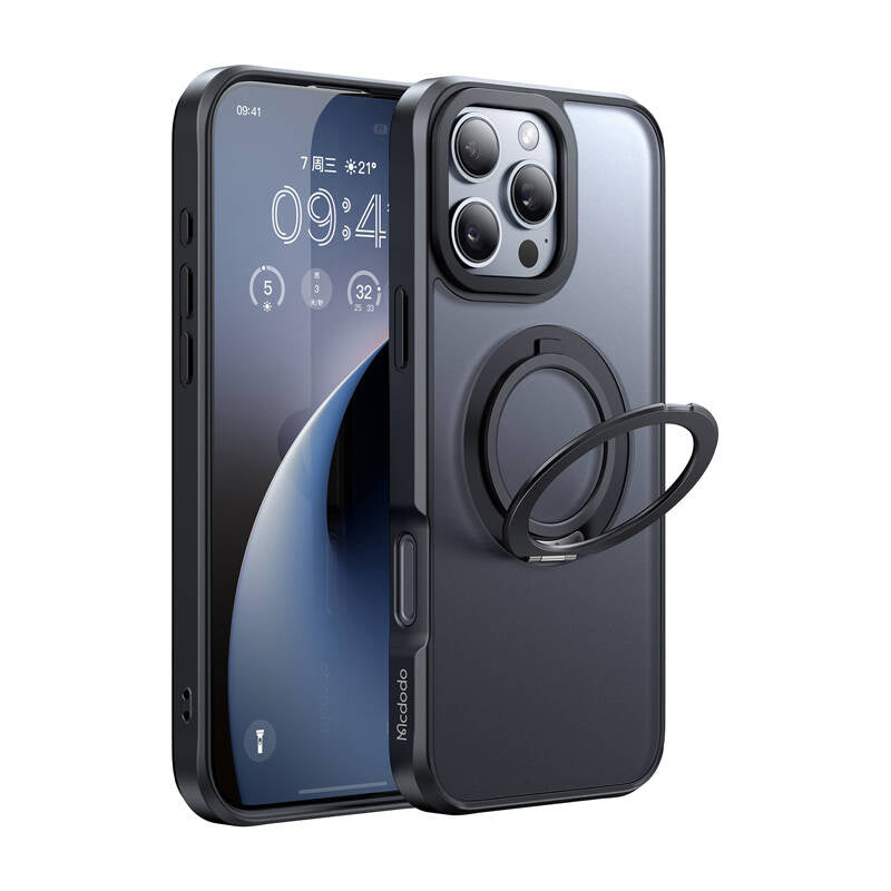 McDodo PC-4933 MagSafe-hylster til iPhone 16 Pro Max med stand (sort)