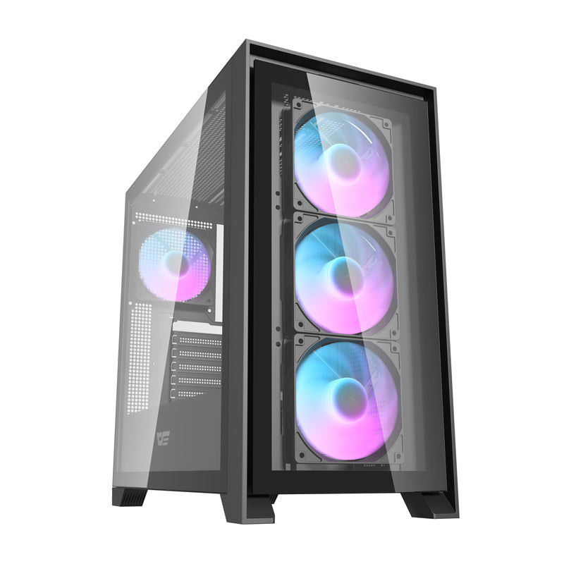 Darkflash DRX90 glas computerkasse (sort)