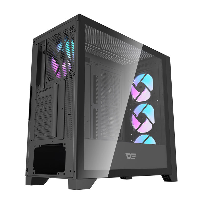 Darkflash DRX90 glas computerkasse (sort)