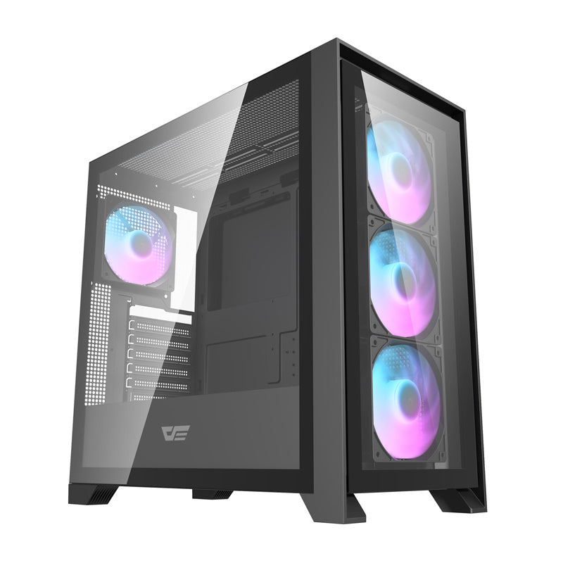 Darkflash DRX90 glas computerkasse (sort)