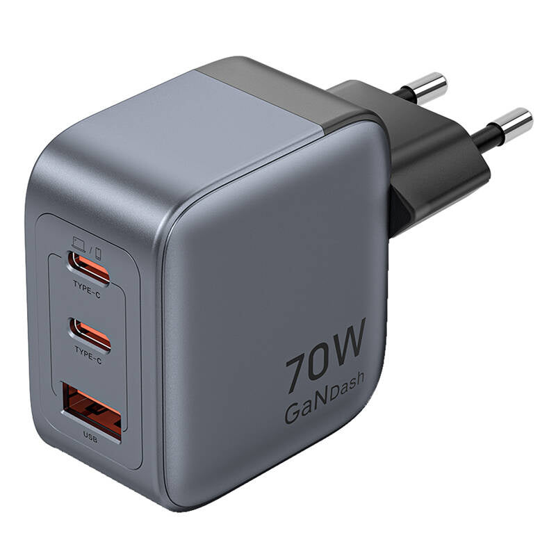 GaN Vention USB-C+C+A 70W oplader (grå)