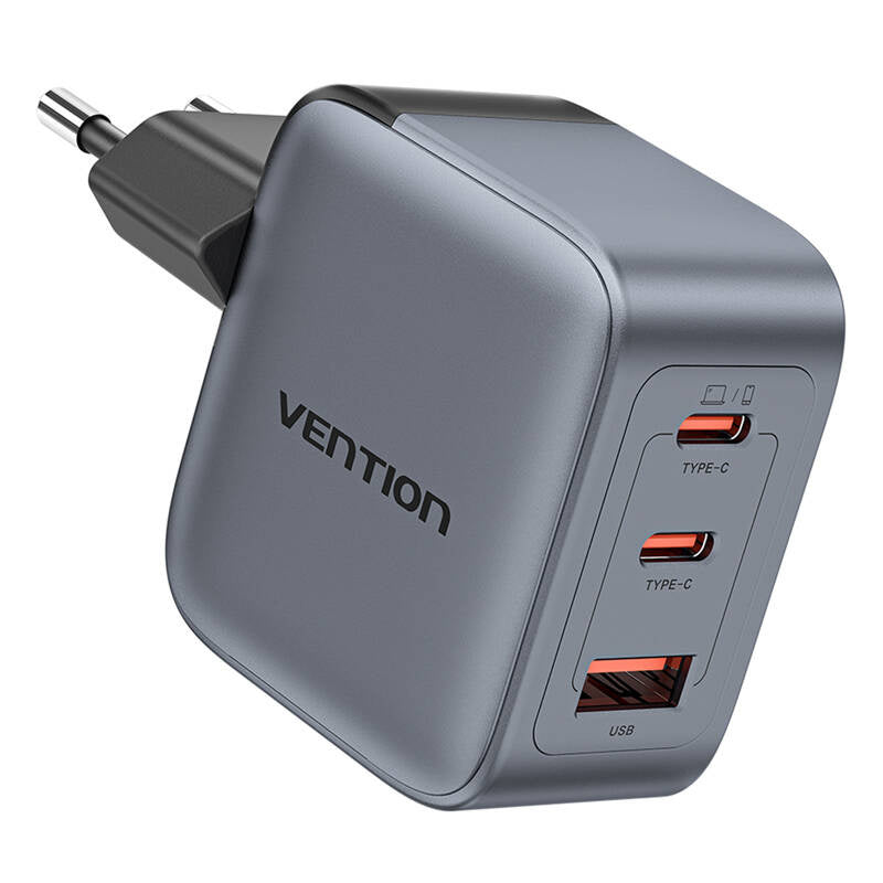 GaN Vention USB-C+C+A 70W oplader (grå)