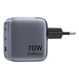 GaN Vention USB-C+C+A 70W oplader (grå)