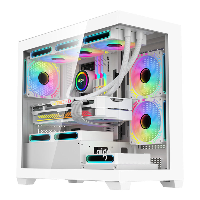Darkflash C218M computercase + 6 ARGB-ventilatorer (hvid)