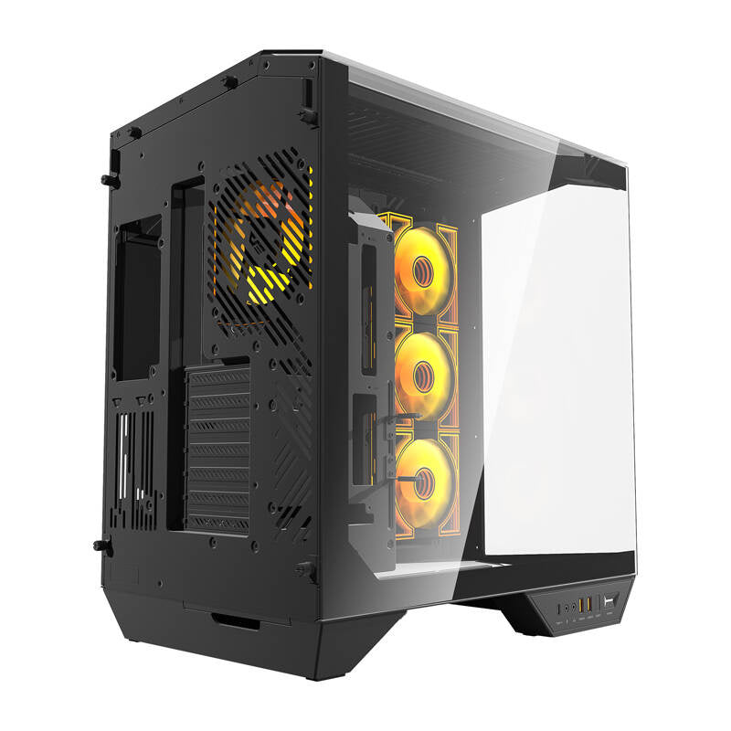 Darkflash DY470 computerkasse (sort) + 4 ventilatorer