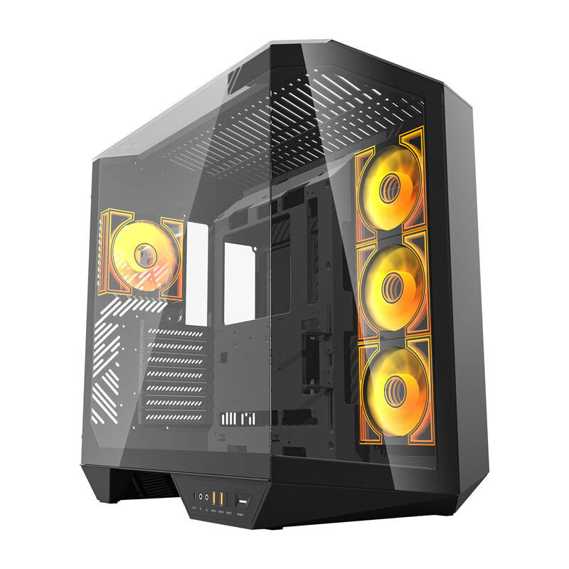 Darkflash DY470 computerkasse (sort) + 4 ventilatorer