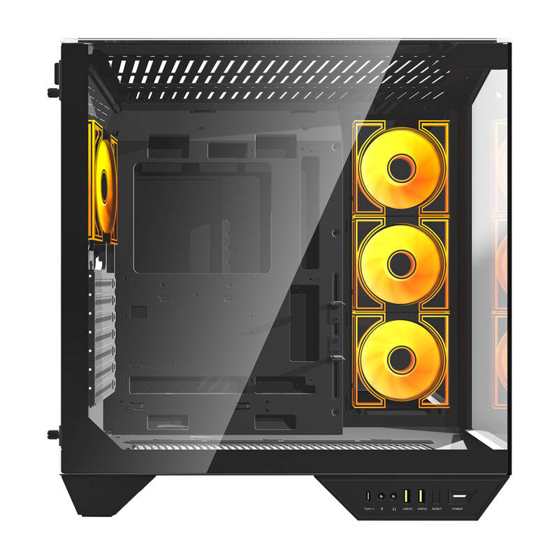 Darkflash DY470 computerkasse (sort) + 4 ventilatorer