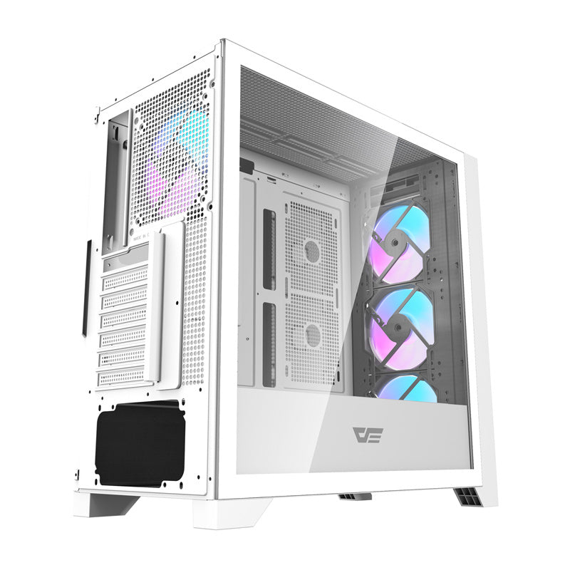 Darkflash DRX90 Glas computerkasse (hvid)