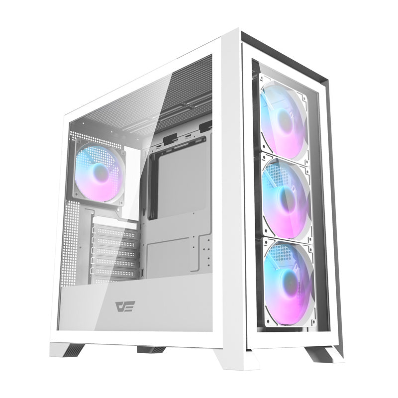 Darkflash DRX90 Glas computerkasse (hvid)