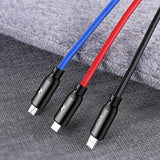 Baseus Tre Primærfarver 3in1 USB-A - mikro USB / Lightning / USB-C 3.5A kabel 1,2 m - sort