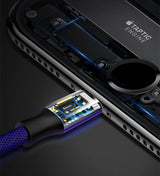 Base Yusiven stof flettet kabel USB / Lightning 1.8M sort (CALYW-A01)