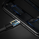 Base Yusiven stof flettet kabel USB / Lightning 1.8M sort (CALYW-A01)