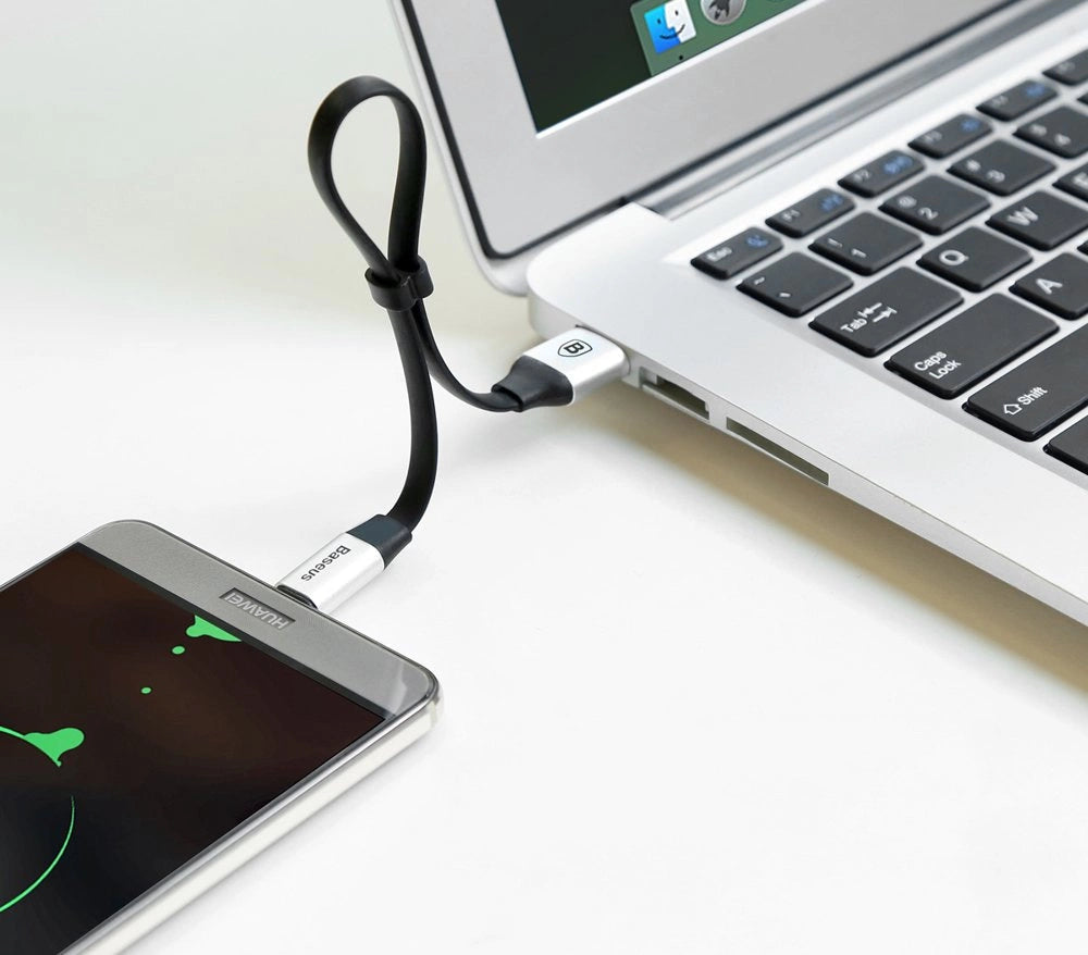 Baseus Nimble flad kabel USB / USB-C kabel med holder 2A 0.23M sort (CATMBJ-01)