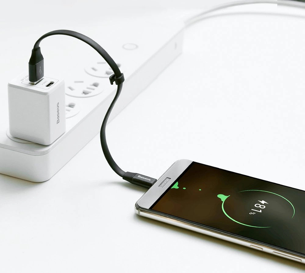 Baseus Nimble flad kabel USB / USB-C kabel med holder 2A 0.23M sort (CATMBJ-01)