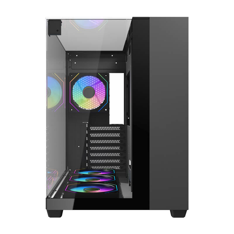 Darkflash TH285 computerkasse (sort) + 4 vifter