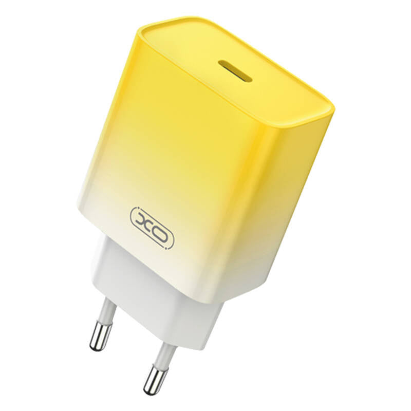 Væglader XO CE18, USB-C, PD30W (gul)