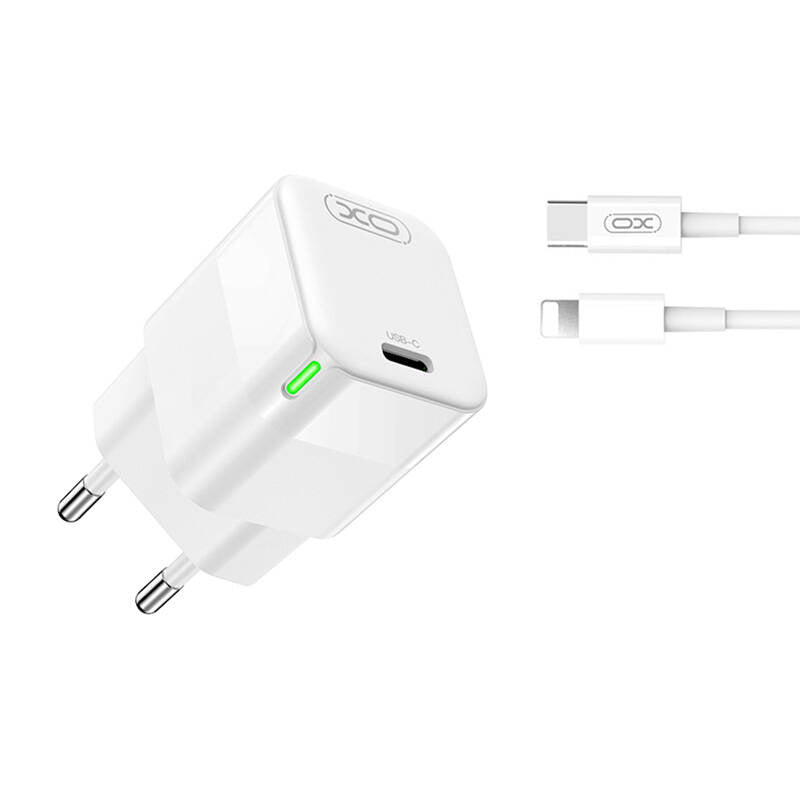Væglader XO CE06, 30W, USB-C, med kabel Lightning