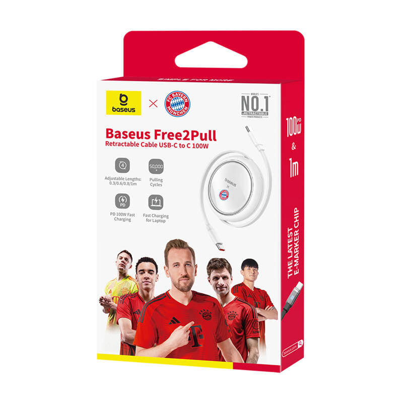 Baseus USB-C til USB-C 100W opladningskabel (hvid) Bayern Edition