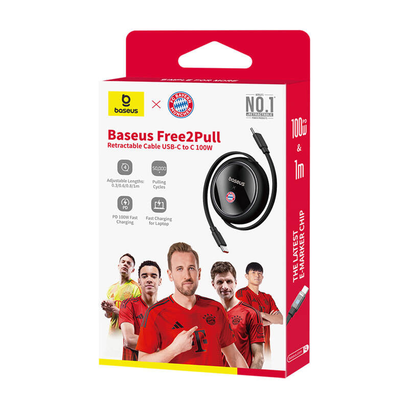 Baseus USB-C til USB-C 100W opladningskabel (sort) Bayern Edition