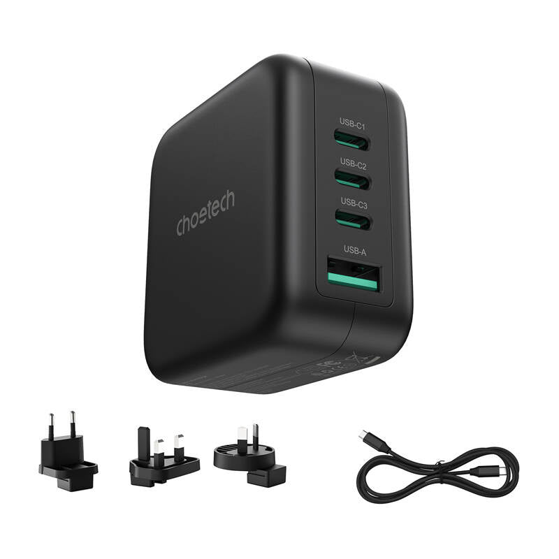 Choetech PD6055 70W GaN-netoplader med US, EU, UK, AU-adaptere