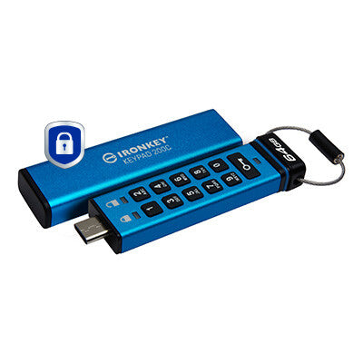 Kingston Technology IronKey 64GB USB-C Keypad 200C, FIPS 140-3 Lvl 3 AES-256