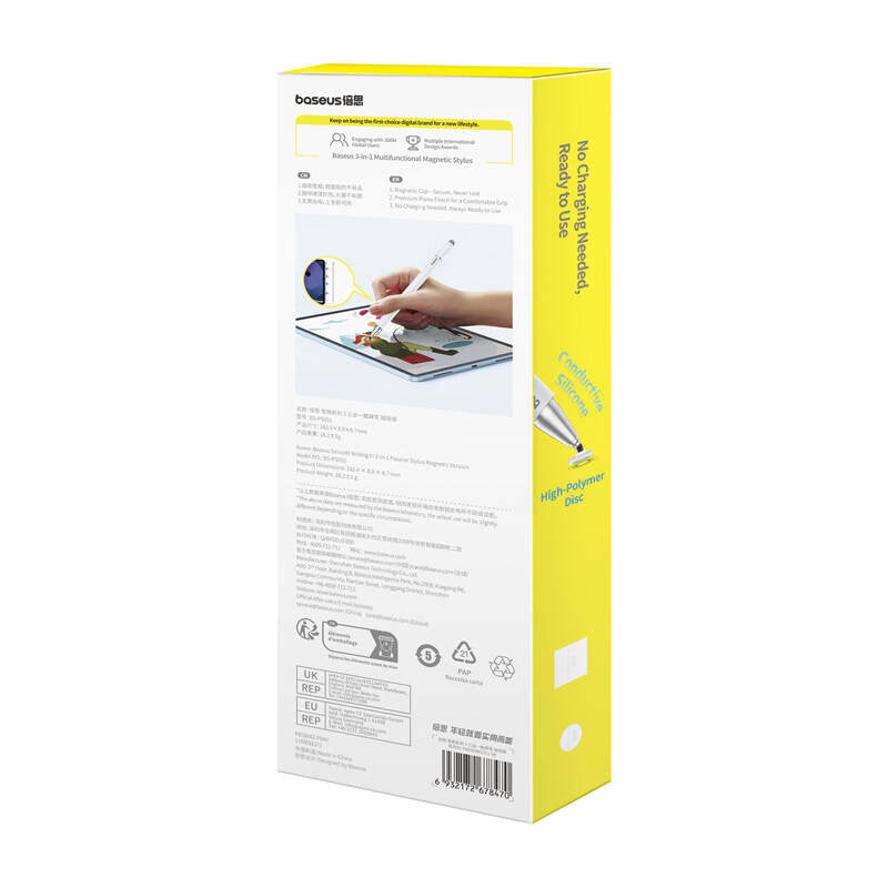 Baseus Smooth Writing III magnetstylus 3in1 (hvid)