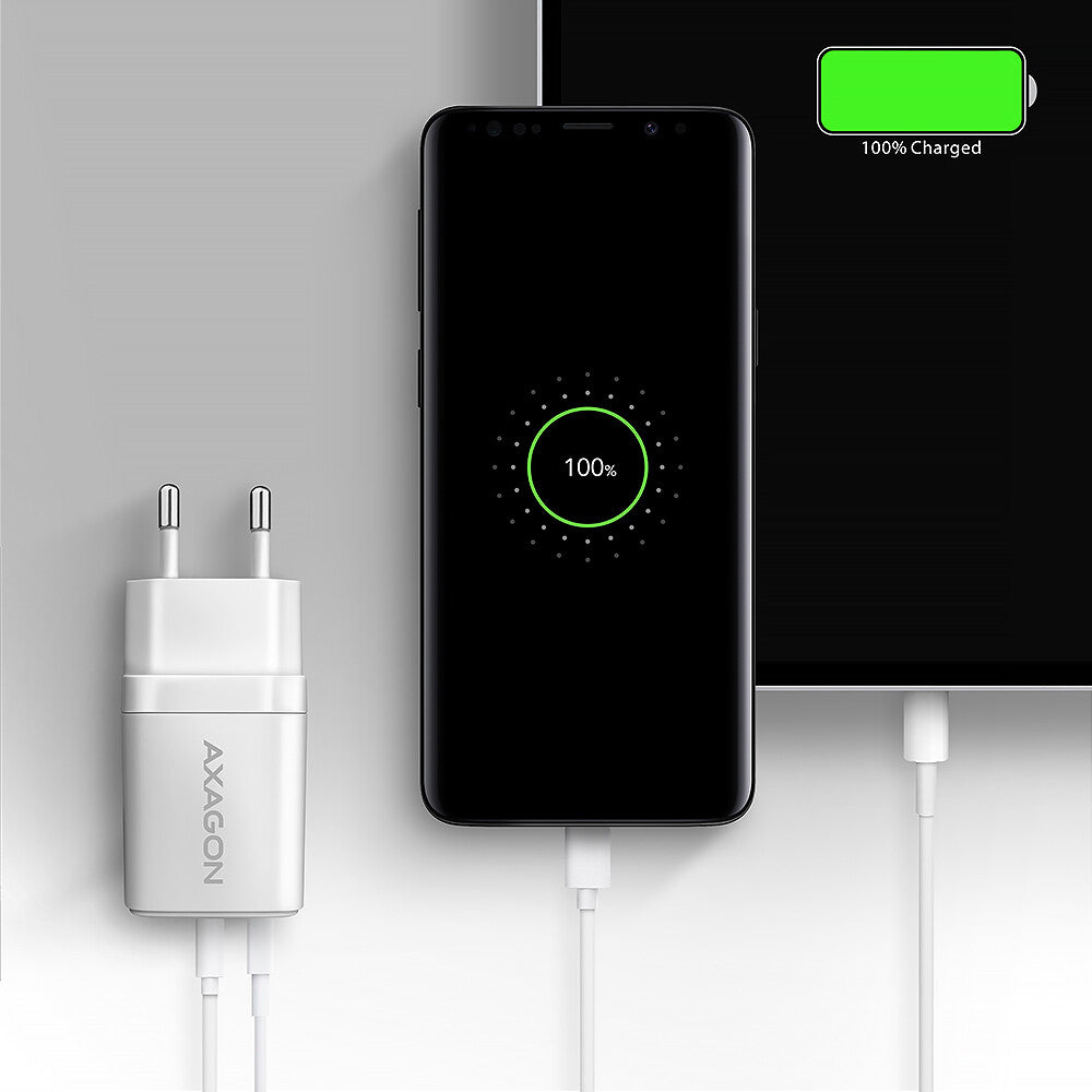 Axagon ACU-PQ30W Ladegerät QC3.0.4.0/AFC/FCP/PPS/Apple+ PD USB-C 30W - weiß - USB Typ C Mobiltelefon, Smartphone, SmartWatch, Tablet, Universel Hvid Vekselstrøm Hurtig opladning Indendørs