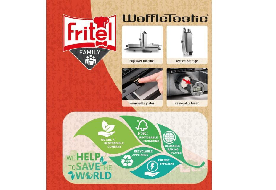FRITEL WaffleTastic CW 3648 Vaffeljern 6x10 Metallisk anthracit