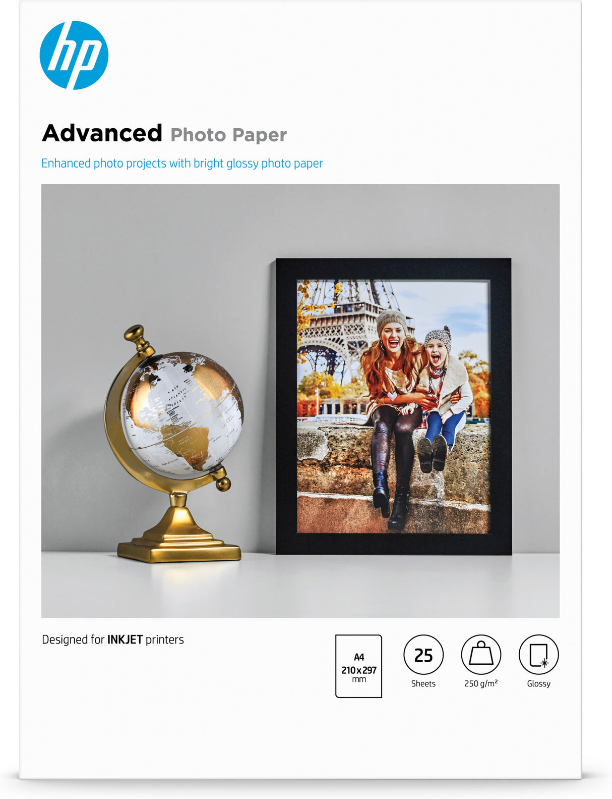 HP Advanced-fotopapir, blankt, 250 g/m2, A4 (210 x 297 mm), 25 ark