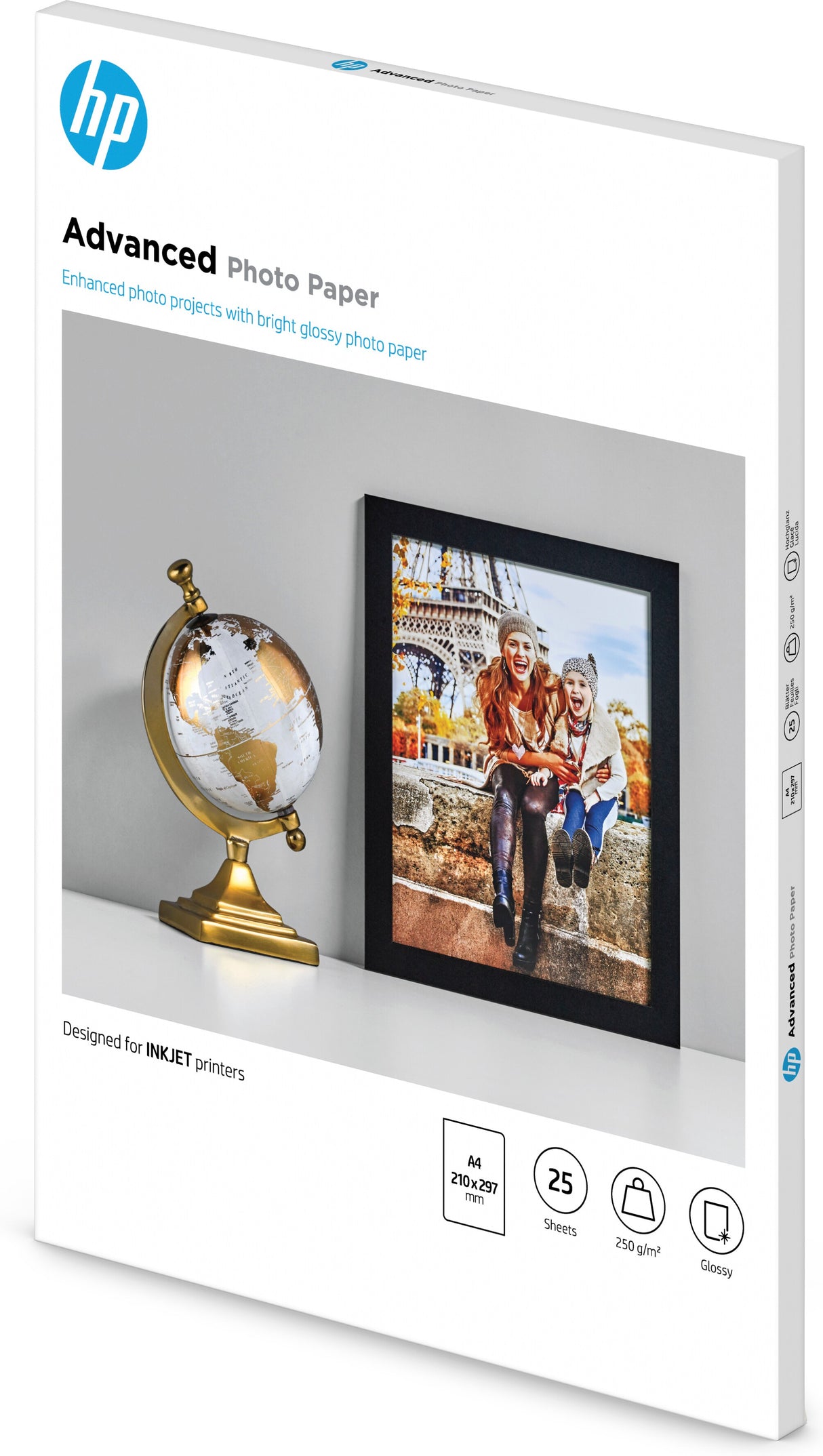 HP Advanced-fotopapir, blankt, 250 g/m2, A4 (210 x 297 mm), 25 ark