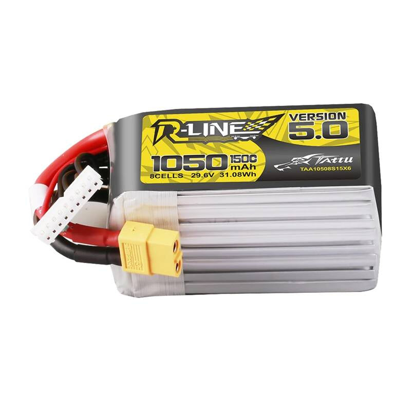 Lipo Tattu R-Line Version 5.0 1050mAh 29.6V 8S 150C batteri med XT60 stik
