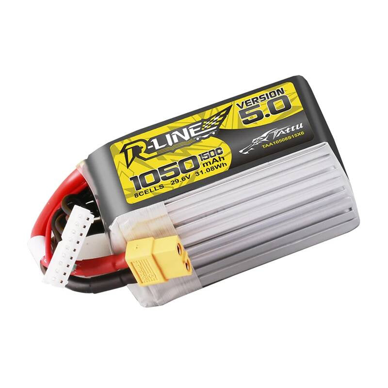 Lipo Tattu R-Line Version 5.0 1050mAh 29.6V 8S 150C batteri med XT60 stik