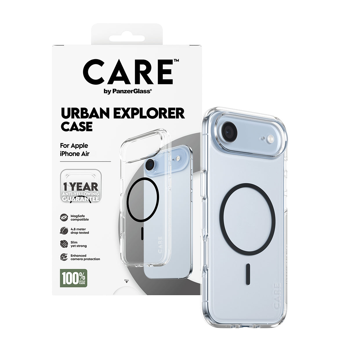 PanzerGlass CARE by ® Flagship Case Transparent Urban Explorer m. Sort MagSafe iPhone Air