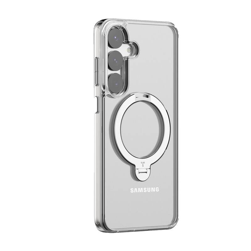Torras Ostand Spin Series telefonfoder til Samsung S25 (gennemsigtig)