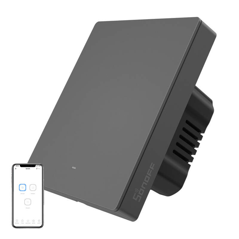 Smart WiFi vægskifter SONOFF M5-1C-80 (1-kanal, til ramme, grafit)