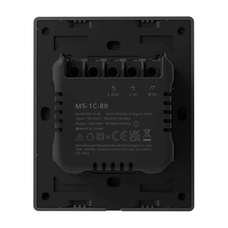 Smart WiFi vægskifter SONOFF M5-1C-80 (1-kanal, til ramme, grafit)