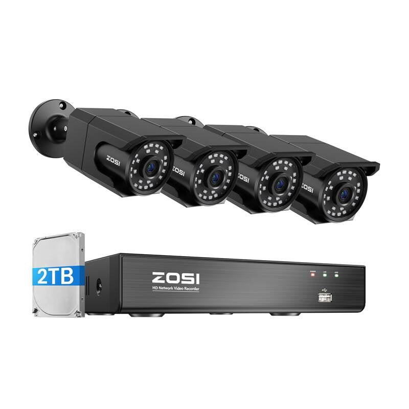 Set med fire IP-kameraer ZOSI C105 WiFi 8MP + optager + HDD 2TB