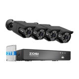 Set med fire IP-kameraer ZOSI C105 WiFi 8MP + optager + HDD 2TB