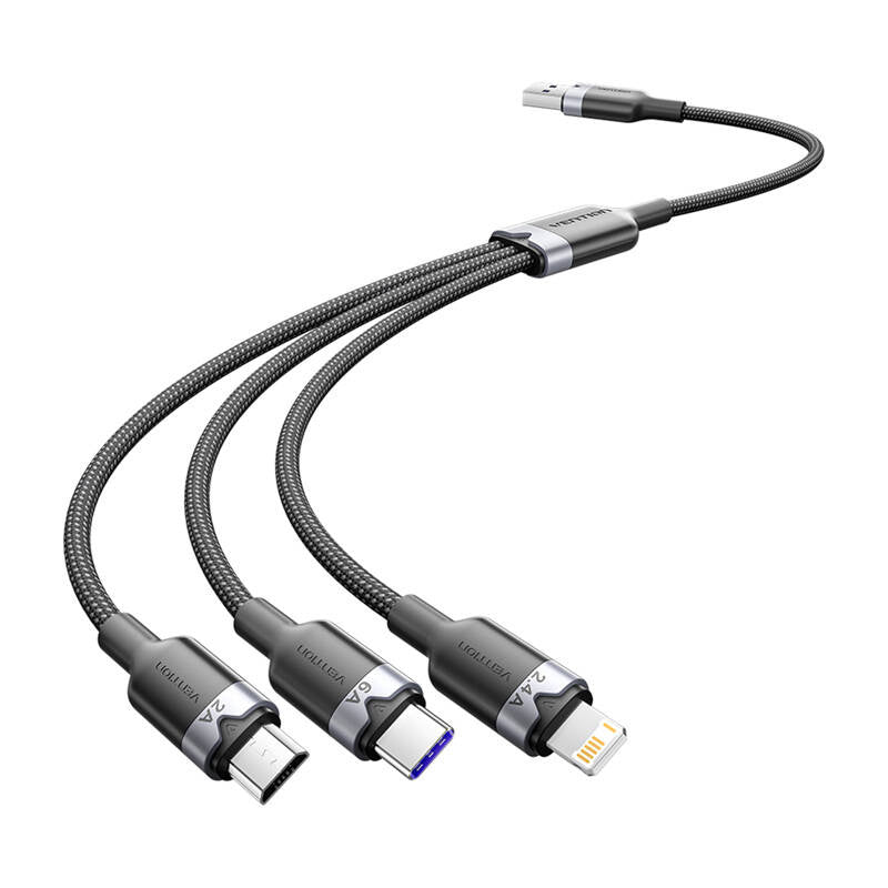 USB 2.0 A til 3-i-1 6A kabel Vention CTRBG 1.5M (sort)
