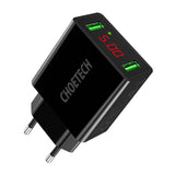 C0028 2*USB-A netværksoplader med display (sort)