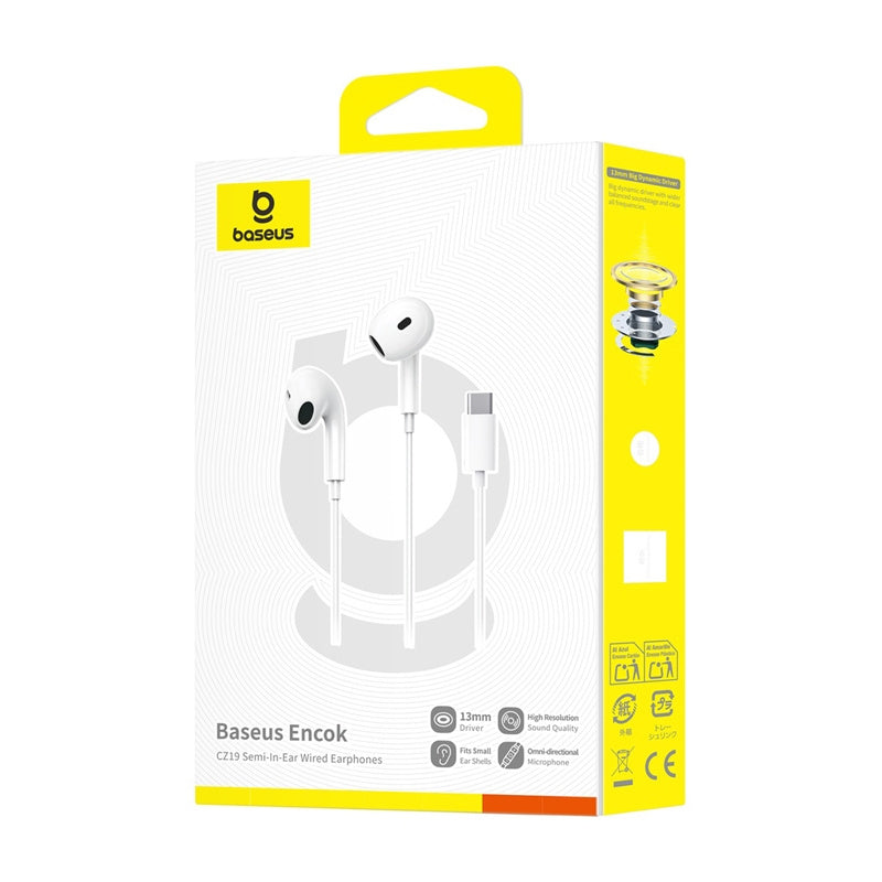 Baseus Encok CZ19 Wired In-Ear Headphones Hvid