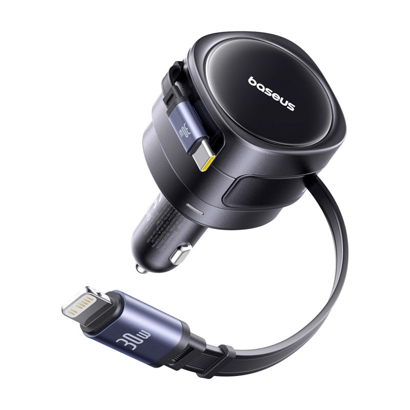 Baseus Enjoyment Max biloplader med USB-C + Lightning kabler 60W sort