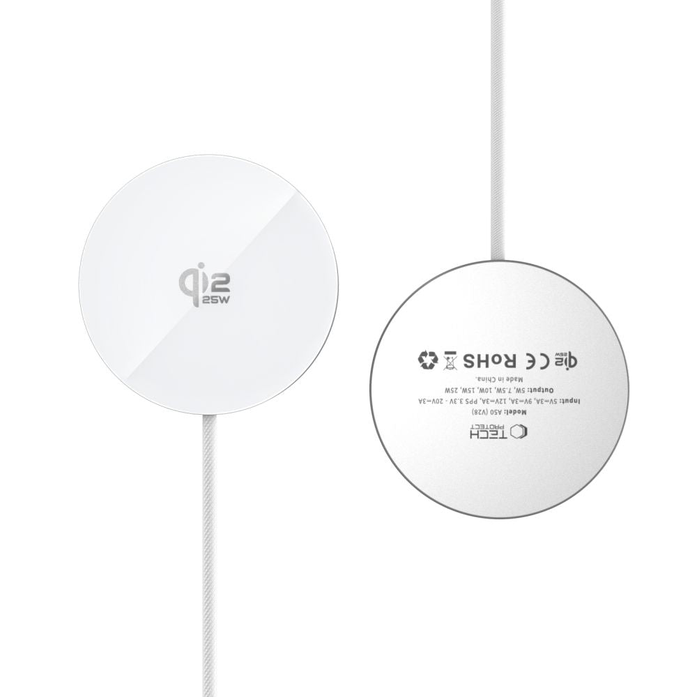 Tech Protect A50 Magnetisk Magsafe Trådløs Opladder 25 W Qi2.2 Hvid