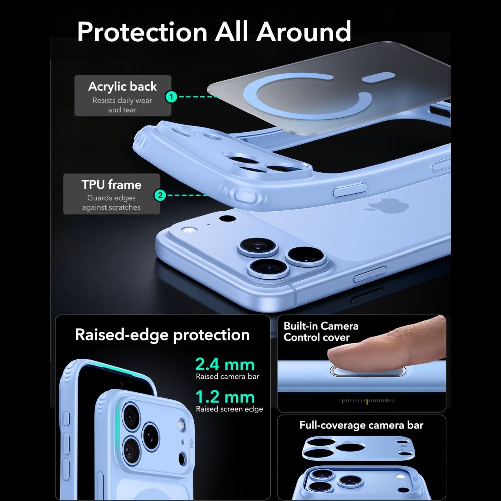 Esr Classic Hybrid Magsafe Iphone 17 Pro Max / 18 Pro Max Frosted Lysblå