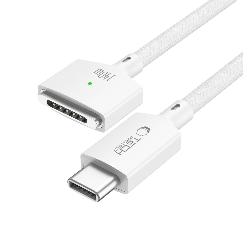 Tech Protect Mmc01 Ultraboost Magnetisk Macbook Kabel Usb C Til Magsafe 3 140 W 300 Cm Hvid